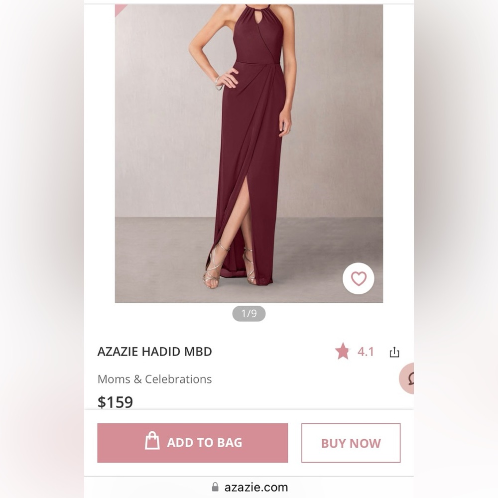 Azazie Hadid mother of the bride/groom dress, size 2, color Cabernet